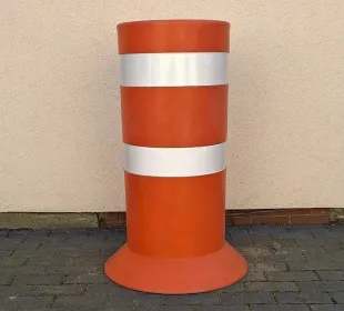 Słupek parkingowy blokujący ostrzegawczy | PCV, 90 cm, na stopie, gruby, szeroki